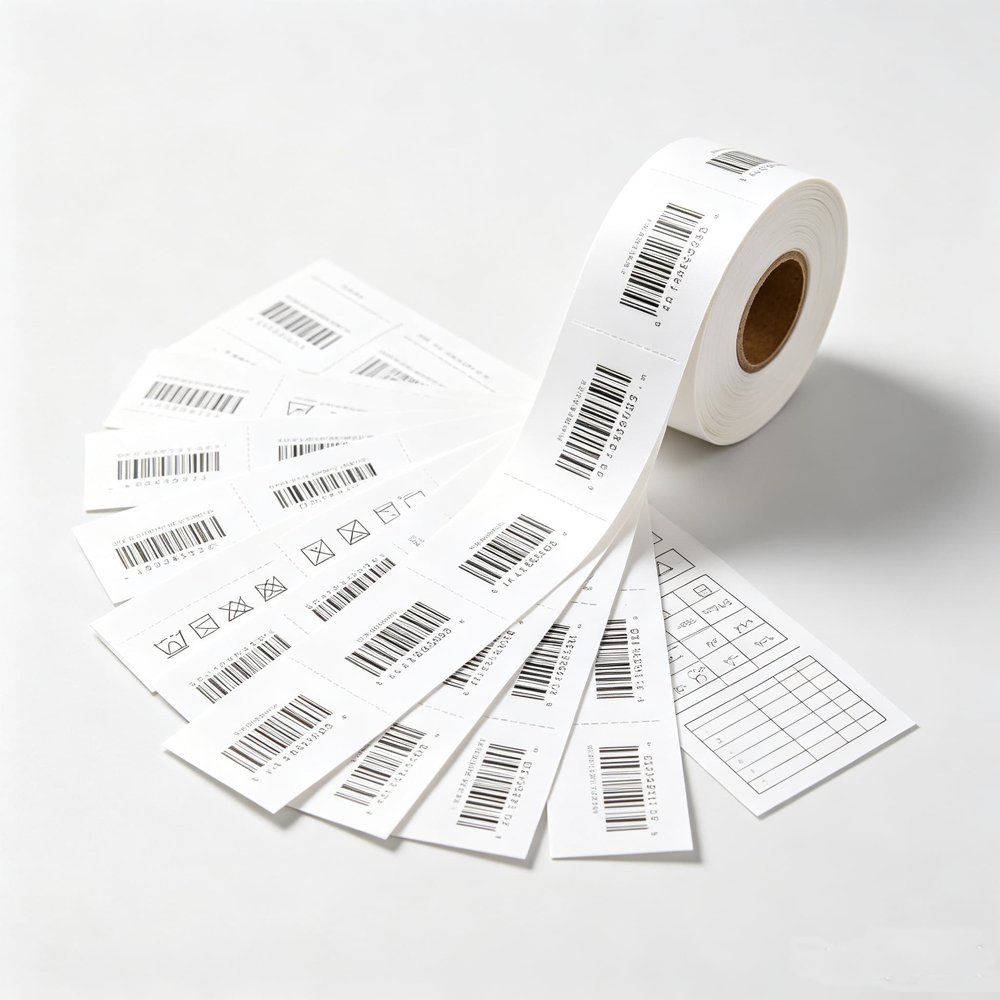 Printed nylon wash care labels, clear barcode and care symbol printing
