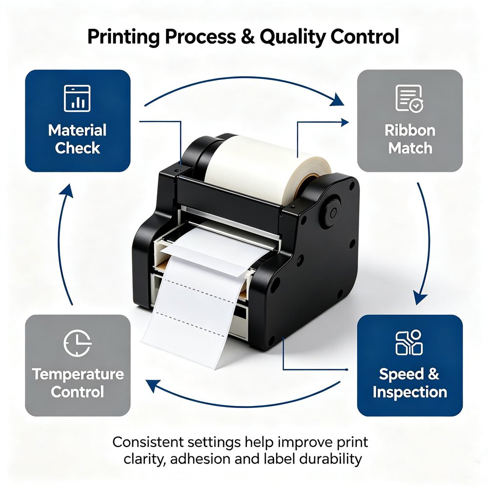 Thick nylon label printing workflow, label material, ribbon selection, thermal transfer printing and finished inspection