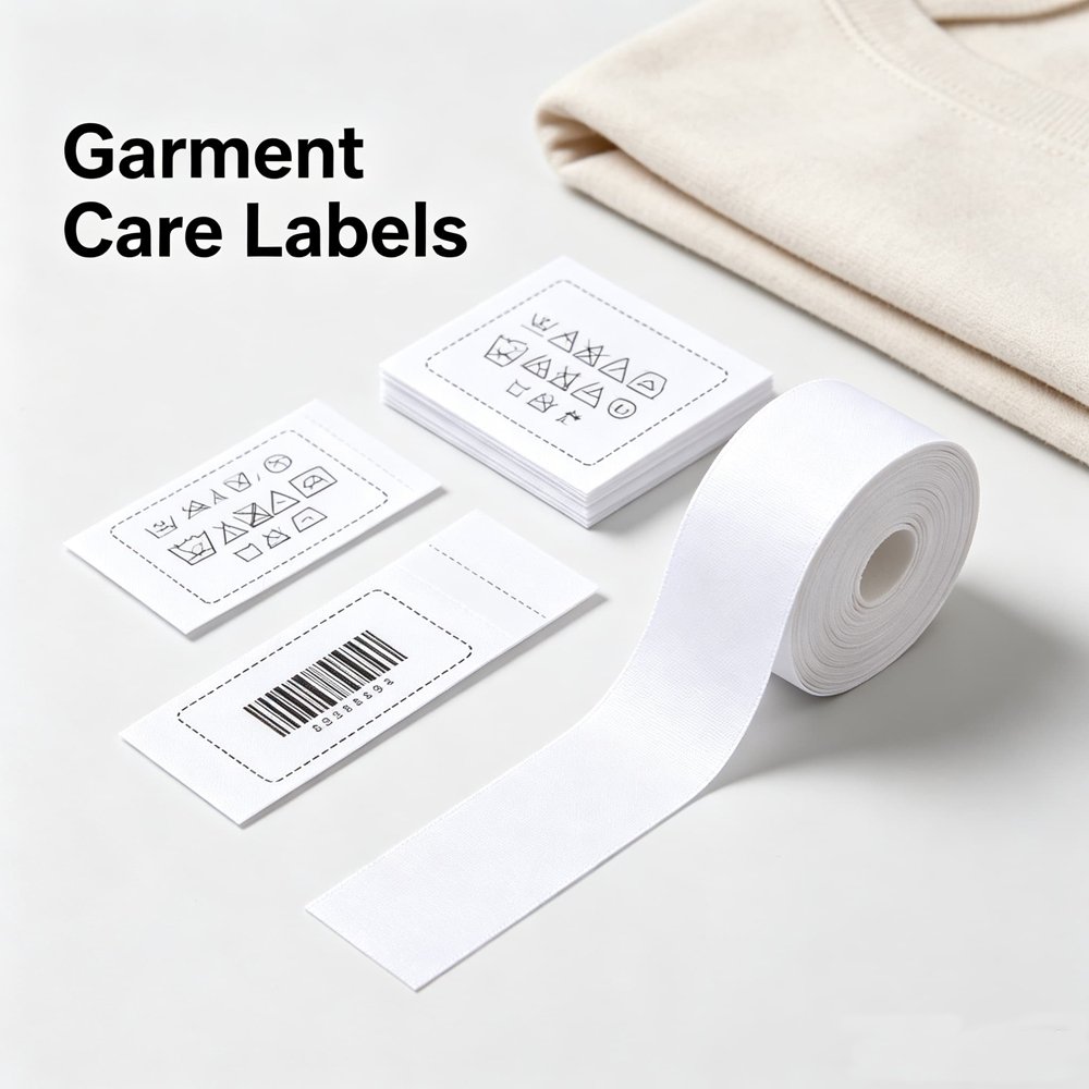 N1 nylon garment care labels, matte white wash care label material for apparel