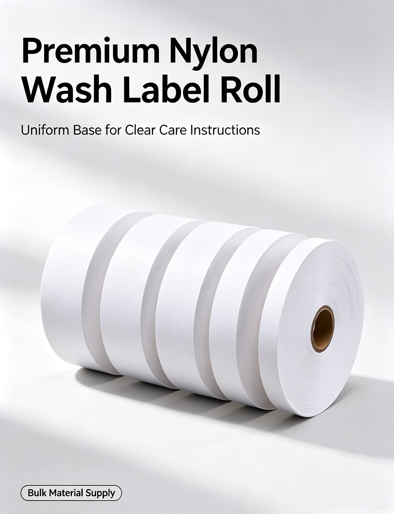 N1 nylon wash care label material rolls, white garment label tape for thermal transfer printing-1