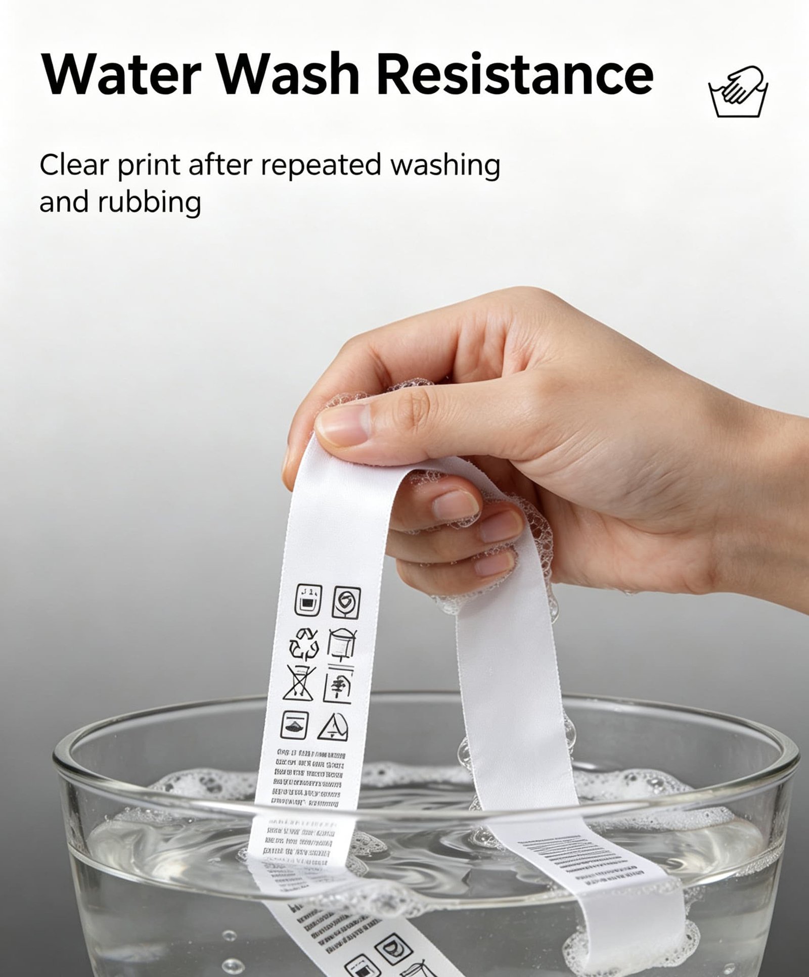 Nylon garment label water wash resistance test, clear print after washing and rubbing-4