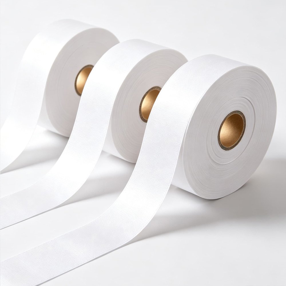 Nylon taffeta garment label material for wash care labels, durable fabric for apparel printing