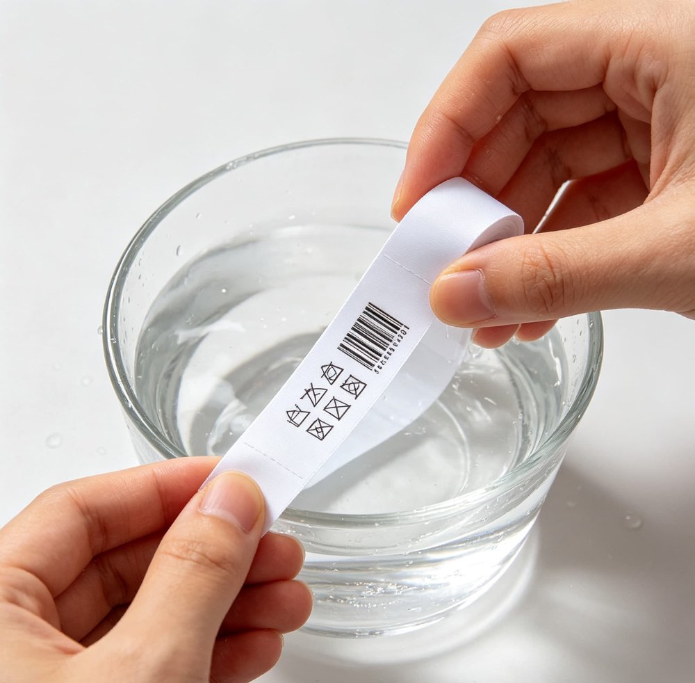 Nylon wash care label material, durable for washing and daily use
