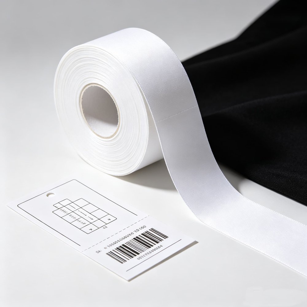 Printable nylon label material for fashion labels, clothing tags and apparel branding