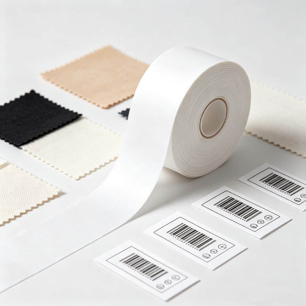 Printable nylon label material for textile products, accessories and fabric labels